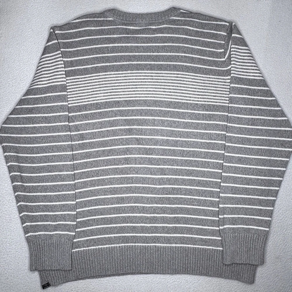 Eddie Bauer Sweater Mens 2XL Gray Striped 100% Cotton Crew Neck Casual Pullover - Picture 2 of 9